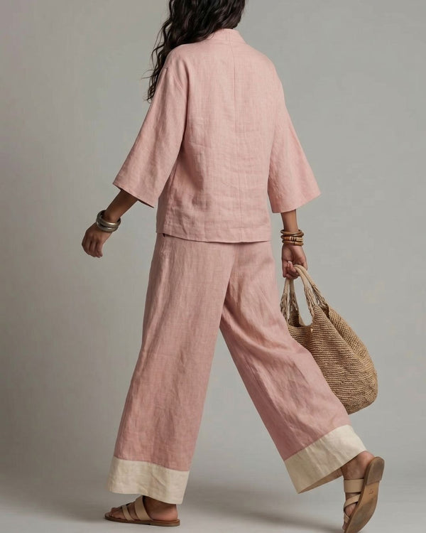 Curvvvy® Boho Oasis Set Deep V Neck Tunic Palazzo Pants Resort Wear