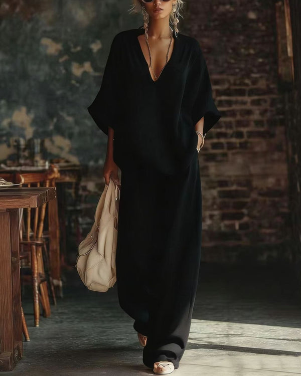 Curvvvy® Casual Urban Bohemian Style V-neck Cotton Blouse And Pants Set
