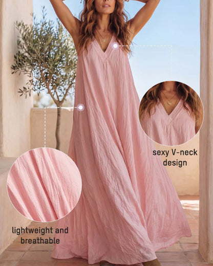 Curvvvy® Flowy Boho V-Neck Halter Maxi Dress