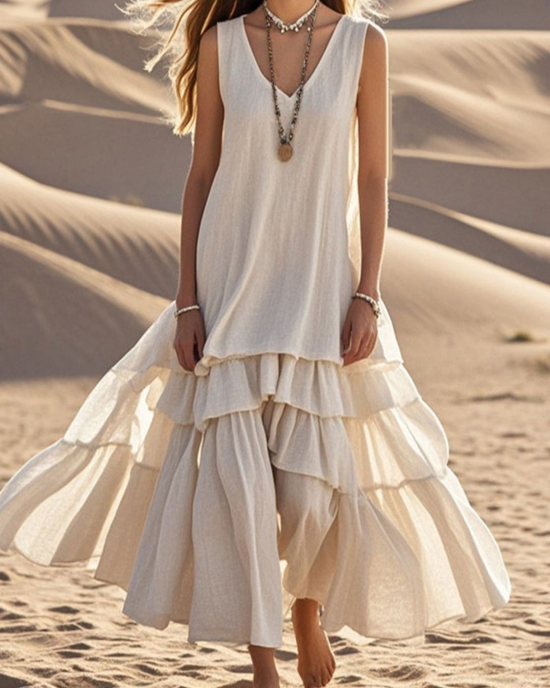 Curvvvy® Elegant Romantic Layered Ruffle Long Dress