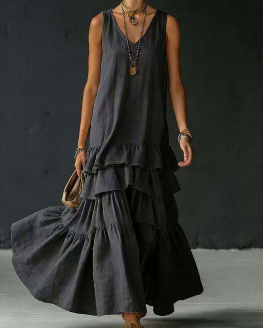 Curvvvy® Elegant Romantic Layered Ruffle Long Dress