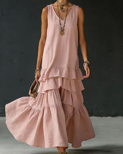 Curvvvy® Elegant Romantic Layered Ruffle Long Dress