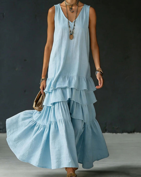Curvvvy® Elegant Romantic Layered Ruffle Long Dress