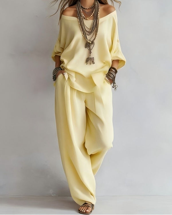 Curvvvy® Casual Linen Wide-leg Pants Set