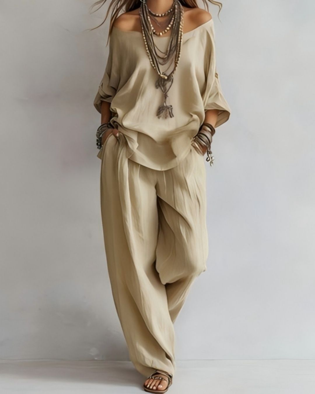 Curvvvy® Casual Linen Wide-leg Pants Set