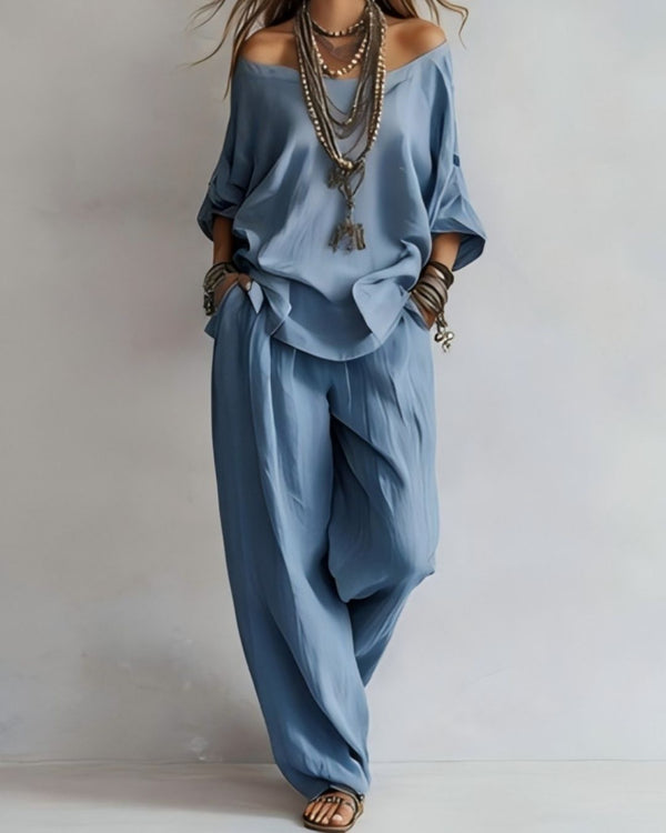 Curvvvy® Casual Linen Wide-leg Pants Set
