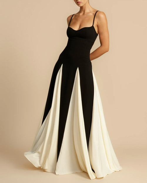 Curvvvy® Paloma A-Line Maxi Dress Contrast Panel Flowy Elegant Evening Dress