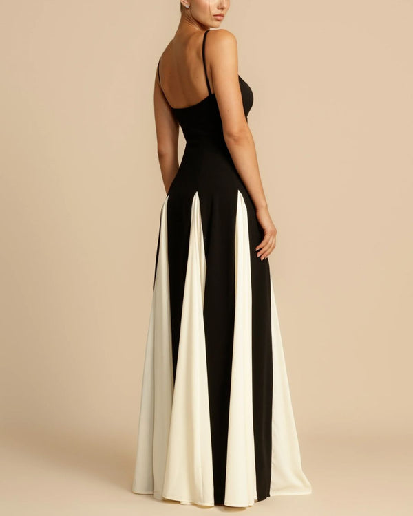 Curvvvy® Paloma A-Line Maxi Dress Contrast Panel Flowy Elegant Evening Dress