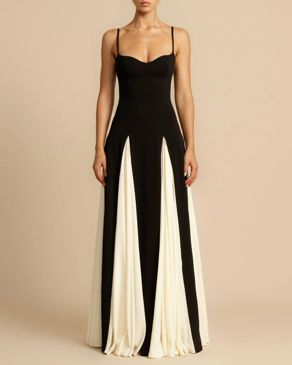 Curvvvy® Paloma A-Line Maxi Dress Contrast Panel Flowy Elegant Evening Dress