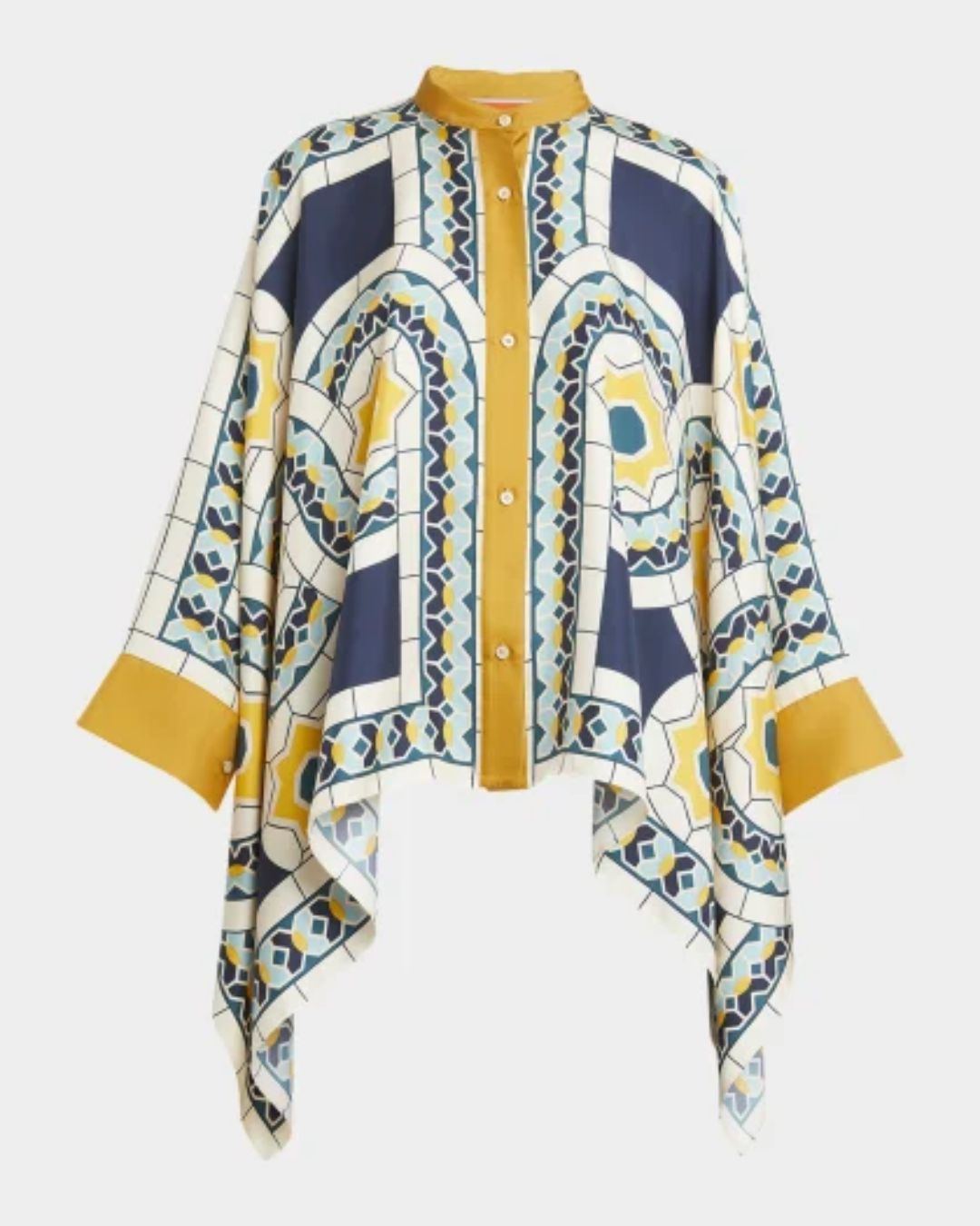 Curvvvy® Place-Print Silk Collared Set