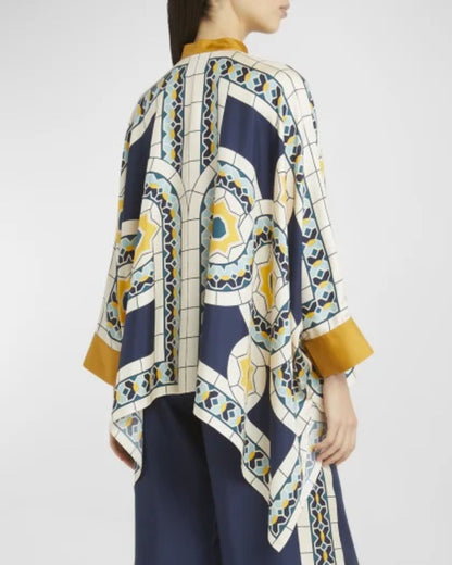 Curvvvy® Place-Print Silk Collared Set
