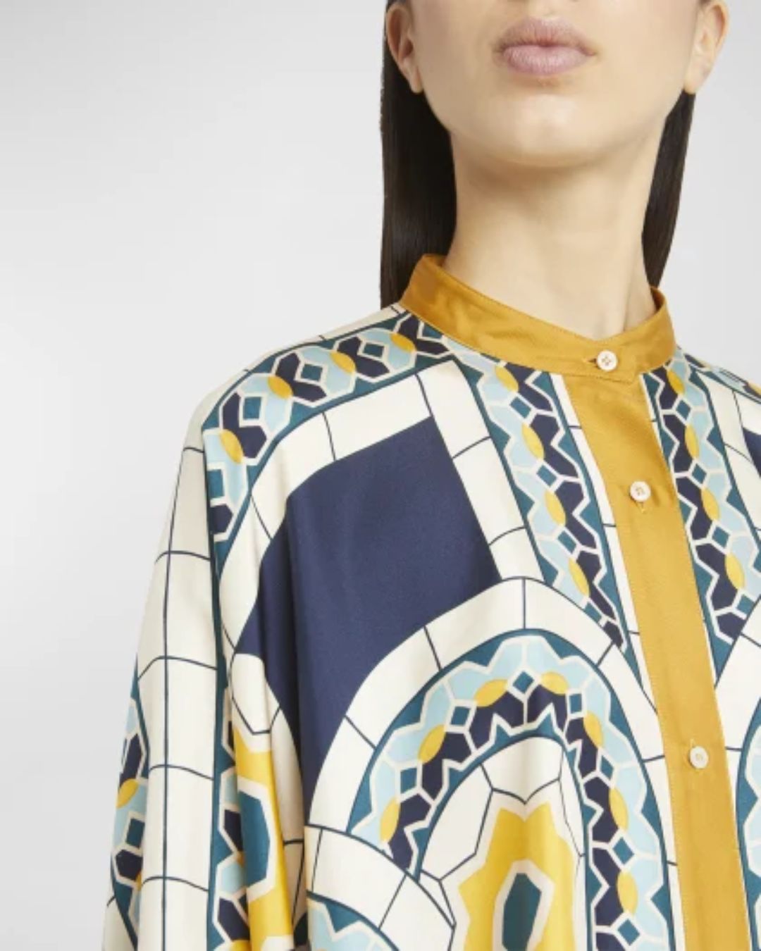 Curvvvy® Place-Print Silk Collared Set