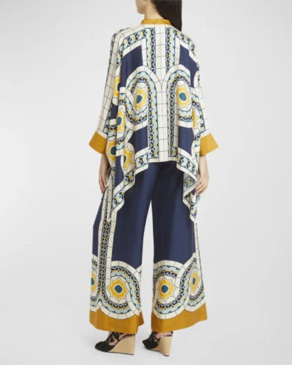 Curvvvy® Place-Print Silk Collared Set