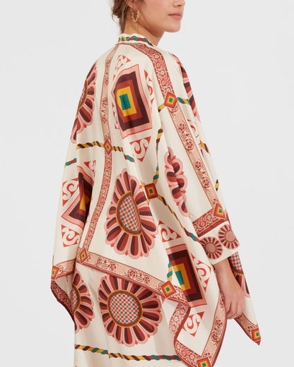 Curvvvy® Macro Tiles Placée Twill Shirt and Pants Set Elegant Printed Two-Piece Outfit