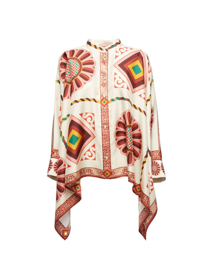 Curvvvy® Macro Tiles Placée Twill Shirt and Pants Set Elegant Printed Two-Piece Outfit