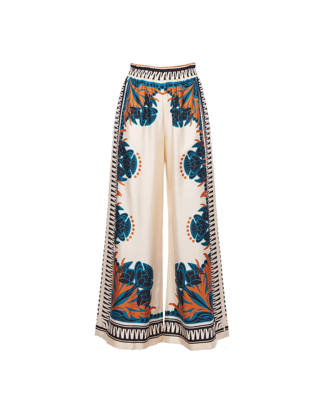Curvvvy® Ivory and Teal Printed Elegant Flowy Caftan Set