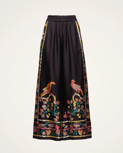 Curvvvy® Borboni Placée Nero Twill Blouse Vintage Baroque Print Elegant Flowy Set