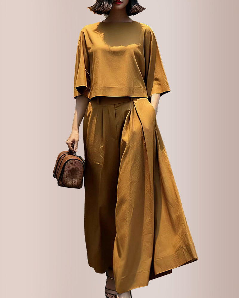 Curvvvy® Effortless Drape Two-Piece Wide Leg Lounge Set