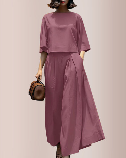 Curvvvy® Effortless Drape Two-Piece Wide Leg Lounge Set