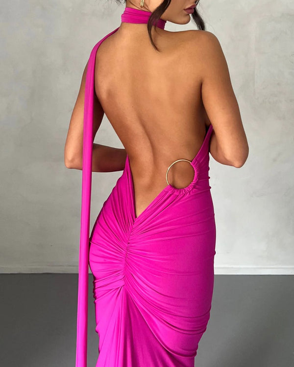 Curvvvy®  Garze Backless Rose Maxi Dress