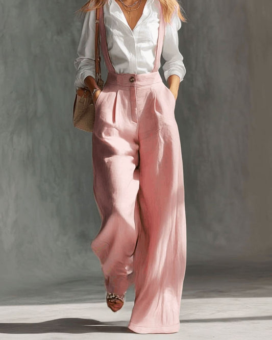 Curvvvy® Elegant Vintage Versatile Cotton And Linen Wide-leg Pants Overalls
