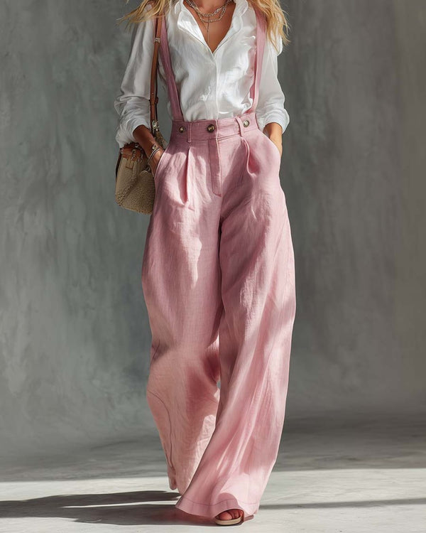 Curvvvy® Elegant Vintage Versatile Cotton And Linen Wide-leg Pants Overalls