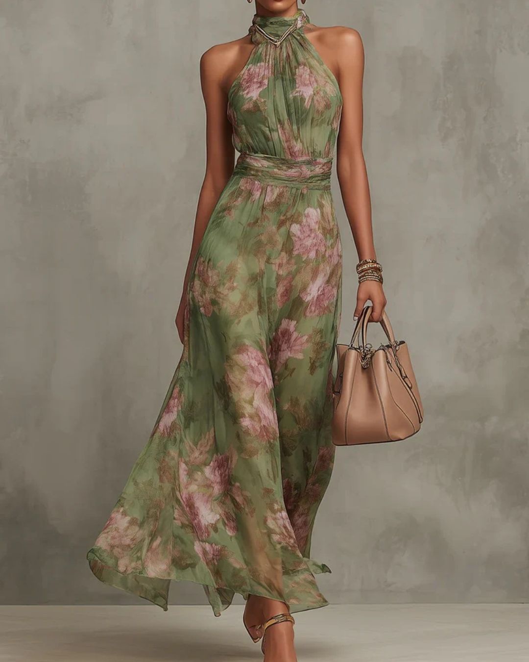 Curvvvy®  Gathered Halter Midi Dress