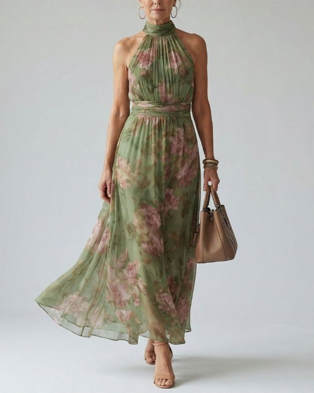 Curvvvy®  Gathered Halter Midi Dress