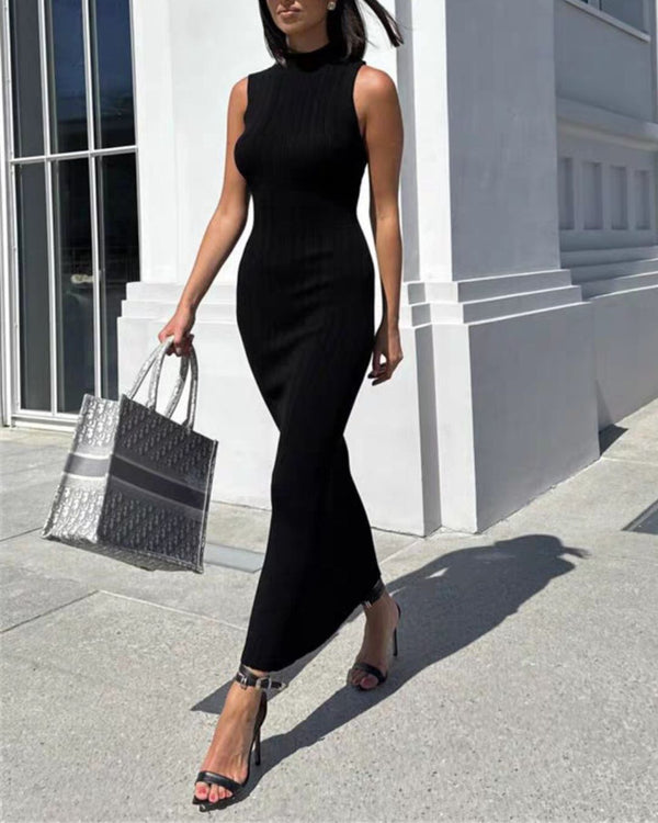 Curvvvy®  Knit Elegant Evening Dress Women High Waist Slim Sleeveless Bodycon Maxi