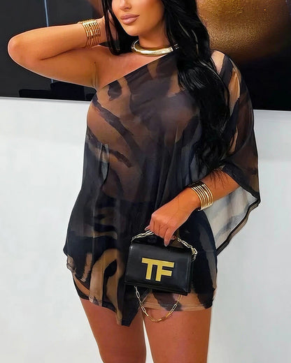 Curvvvy® Sheer Asymmetrical Two-Piece Set