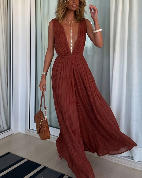 Curvvvy® Vacation Style V-neck Lace-up Jumpsuit