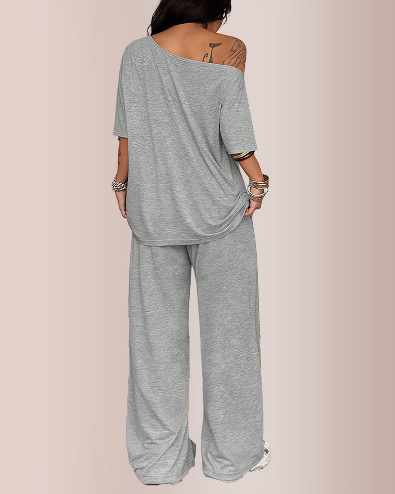 Curvvvy® The Effortless Chill Off-Shoulder Lounge Set