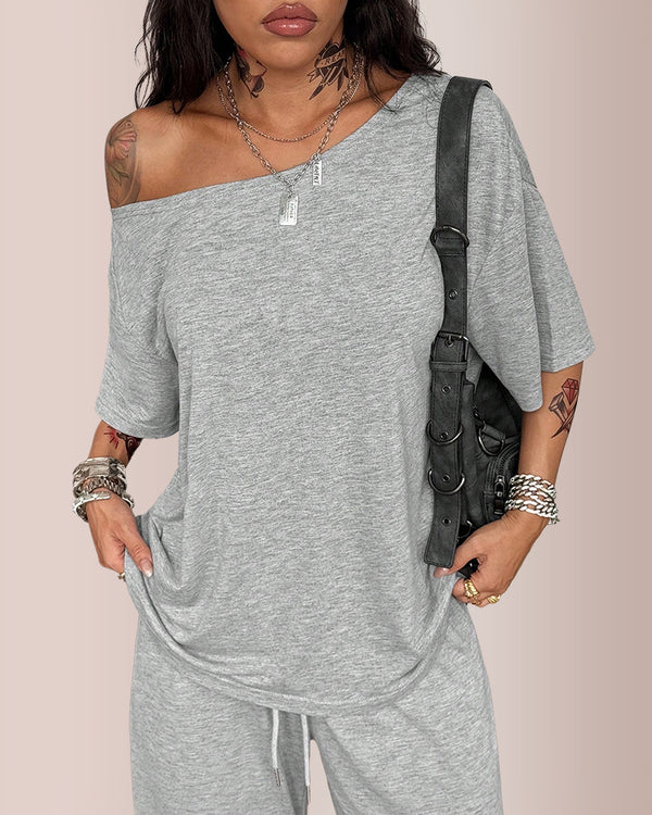 Curvvvy® The Effortless Chill Off-Shoulder Lounge Set