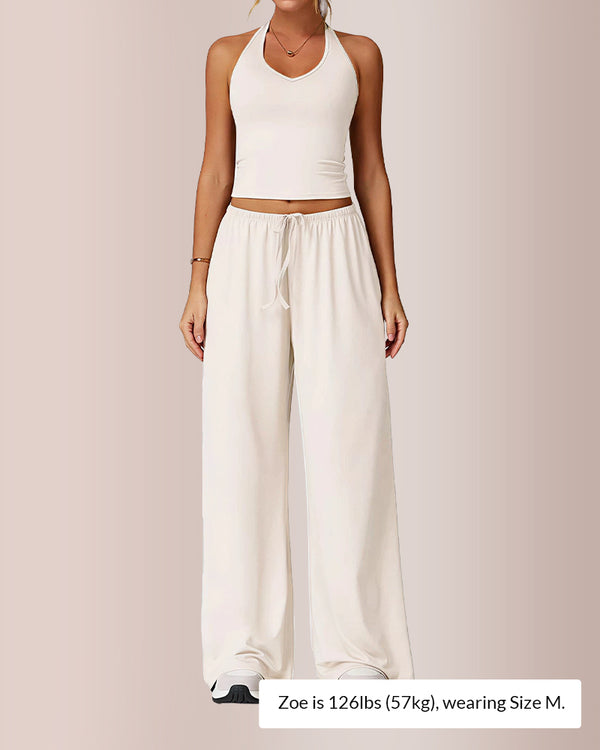 Curvvvy® Effortless Halter Lounge Set Wide Leg Pants 2-Piece