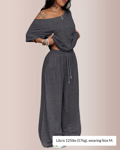 Curvvvy® The Effortless Chill Off-Shoulder Lounge Set