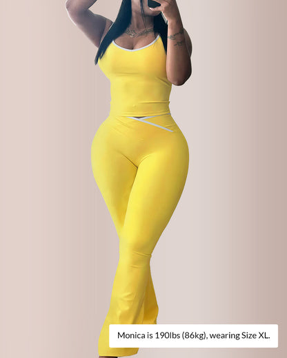 Curvvvy® Contrast Trim Cross-Waist Flared Active Set