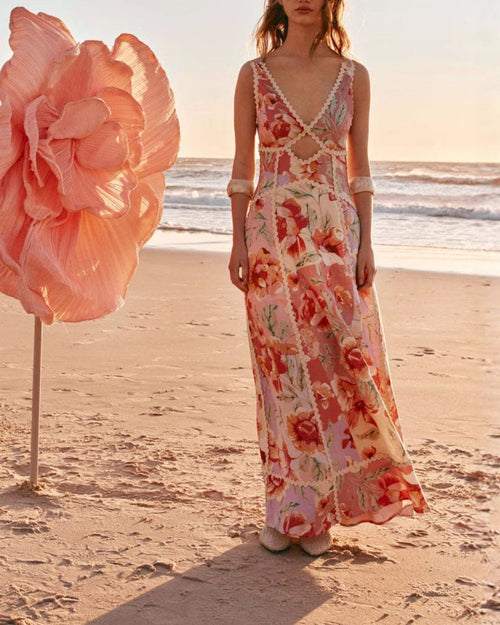 Curvvvy® Desert Rose Print Maxi Dress