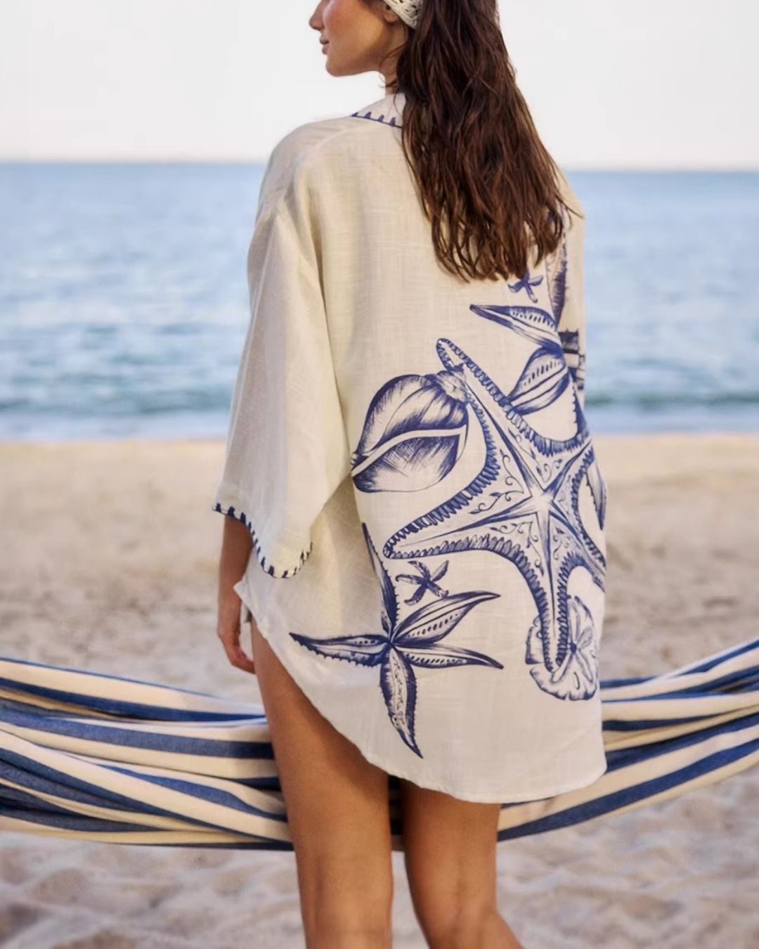 Curvvvy® Seashell Print Shirt & Shorts Set