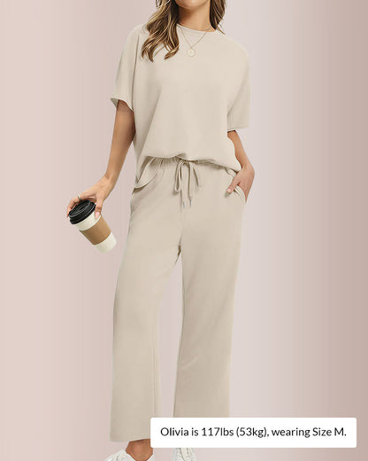 Curvvvy® Effortless Two-Piece Wide Leg Lounge Set
