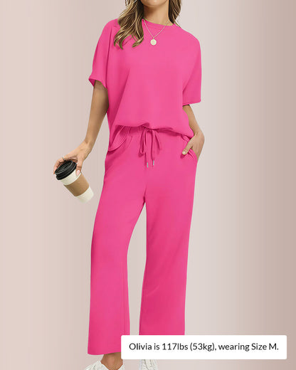 Curvvvy® Effortless Two-Piece Wide Leg Lounge Set