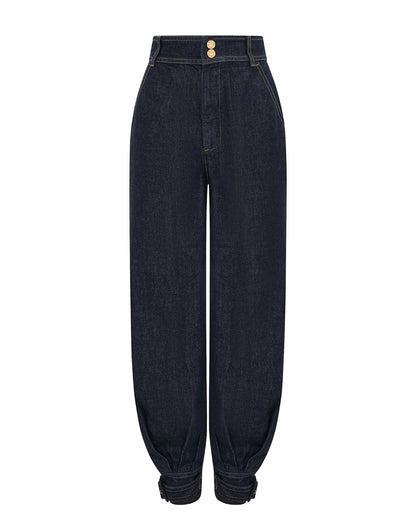 Curvvvy® Modern Denim Capelet & High-Waist Tapered Pants Two-Piece Set