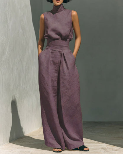 Curvvvy® Sleeveless Top Wide Leg Pants Minimalist Two-Piece Outfit