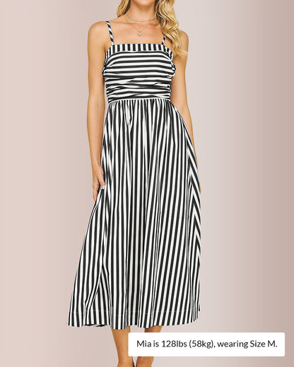 Curvvvy® Breezy Summer Nights Striped Off-Shoulder Maxi Dress