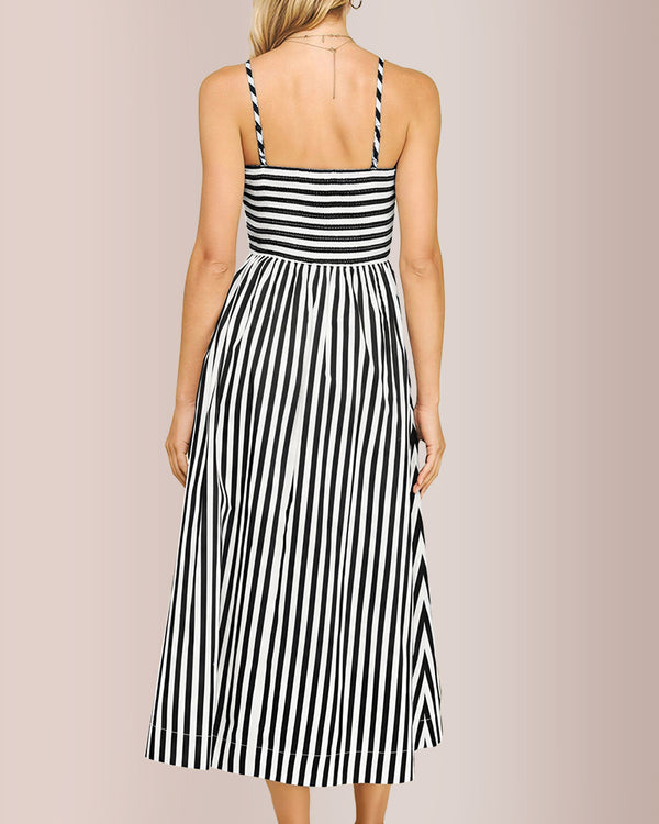 Curvvvy® Breezy Summer Nights Striped Off-Shoulder Maxi Dress