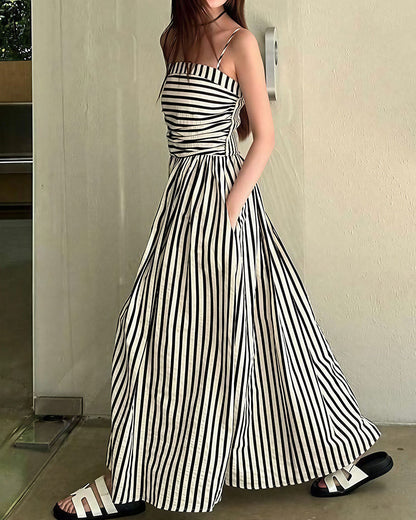 Curvvvy® Breezy Summer Nights Striped Off-Shoulder Maxi Dress