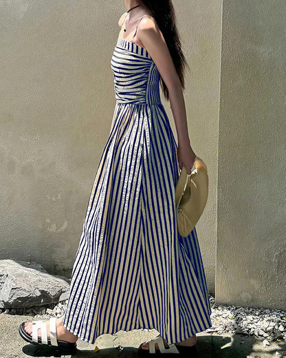 Curvvvy® Breezy Summer Nights Striped Off-Shoulder Maxi Dress