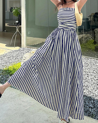 Curvvvy® Breezy Summer Nights Striped Off-Shoulder Maxi Dress