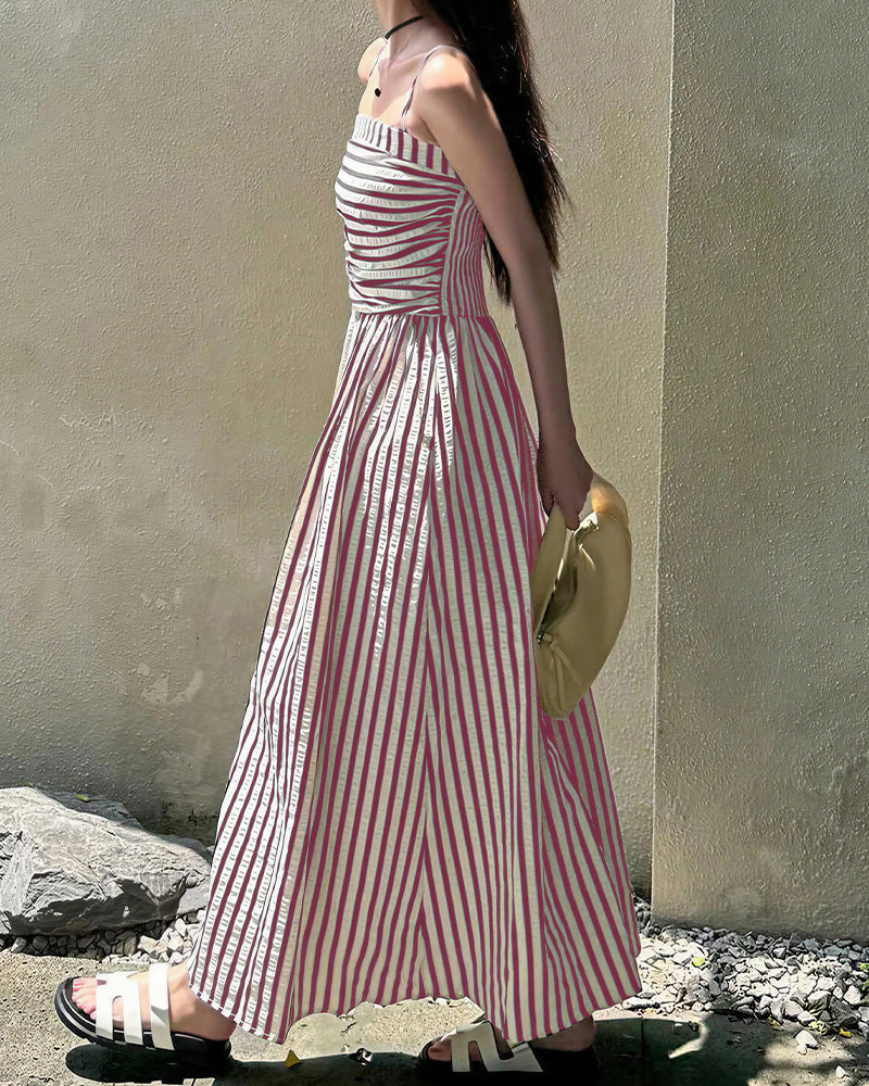 Curvvvy® Breezy Summer Nights Striped Off-Shoulder Maxi Dress