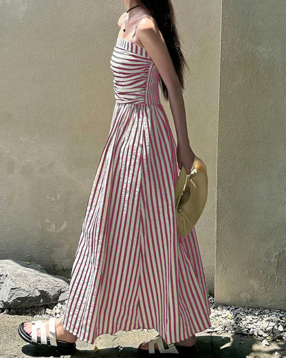 Curvvvy® Breezy Summer Nights Striped Off-Shoulder Maxi Dress