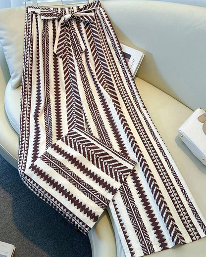 Curvvvy® Bohemian Print Tie-Waist Wide Leg Beach Pants
